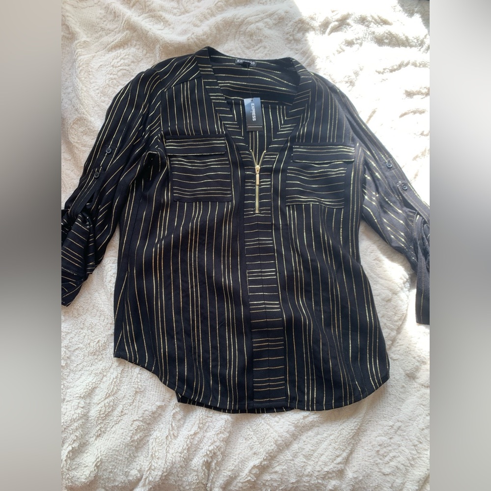 Black and gold detailed Express long sleeve